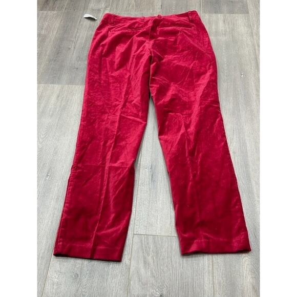 NWT GAP Womens Downtown Velvet Pants Straight Leg Flat Front Career Red Size 8 - Picture 2 of 11